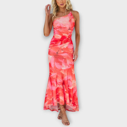 Cassia | Asymmetric Mesh Prom Maxi Dress