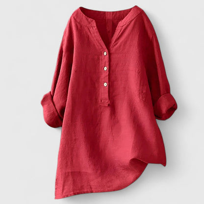 Augusta | V Notch Button Front Blouse