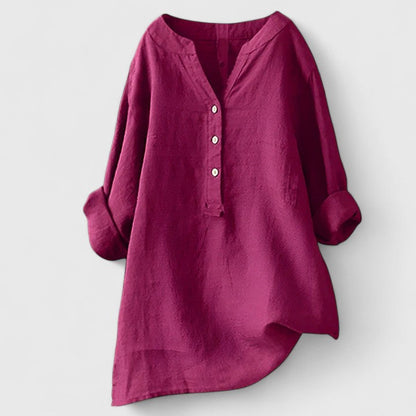 Augusta | V Notch Button Front Blouse