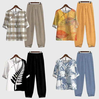 Mariella | Printed Top & Tapered Pants Set