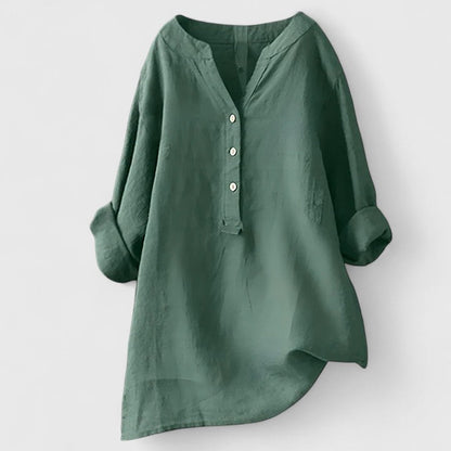 Augusta | V Notch Button Front Blouse