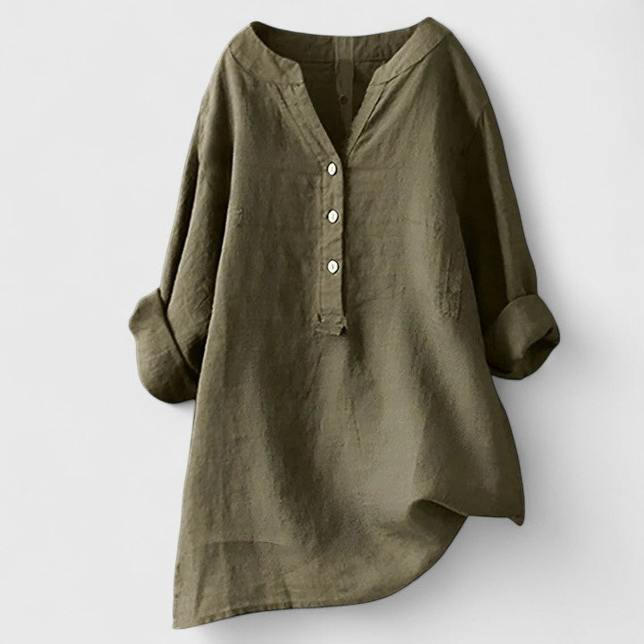 Augusta | V Notch Button Front Blouse