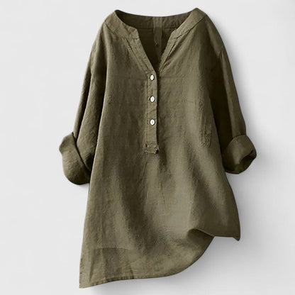 Augusta | V Notch Button Front Blouse