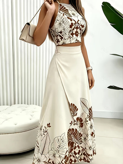 Calla | Botanical Print Halter Skirt Set