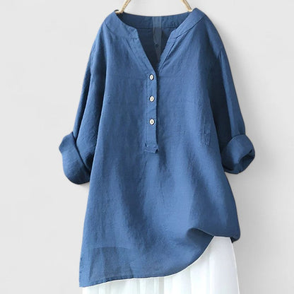 Augusta | V Notch Button Front Blouse