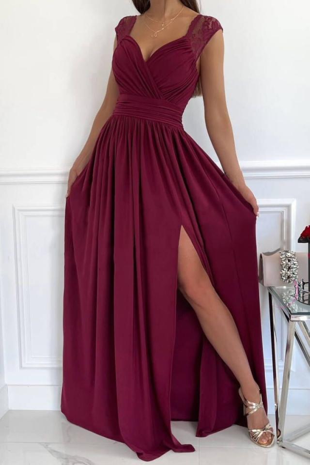 Daphne draped V-neck maxi dress, front view