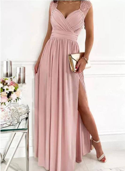 Draped V-neck maxi dress, detail view