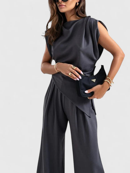 Sharon | Asymmetric Top & Wide Leg Pants Set