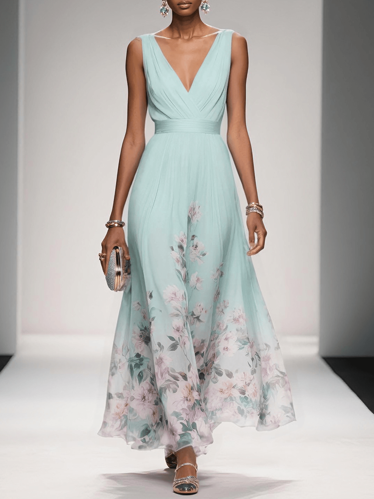 Florentina | Floral V-Neck Wedding Guest Dress