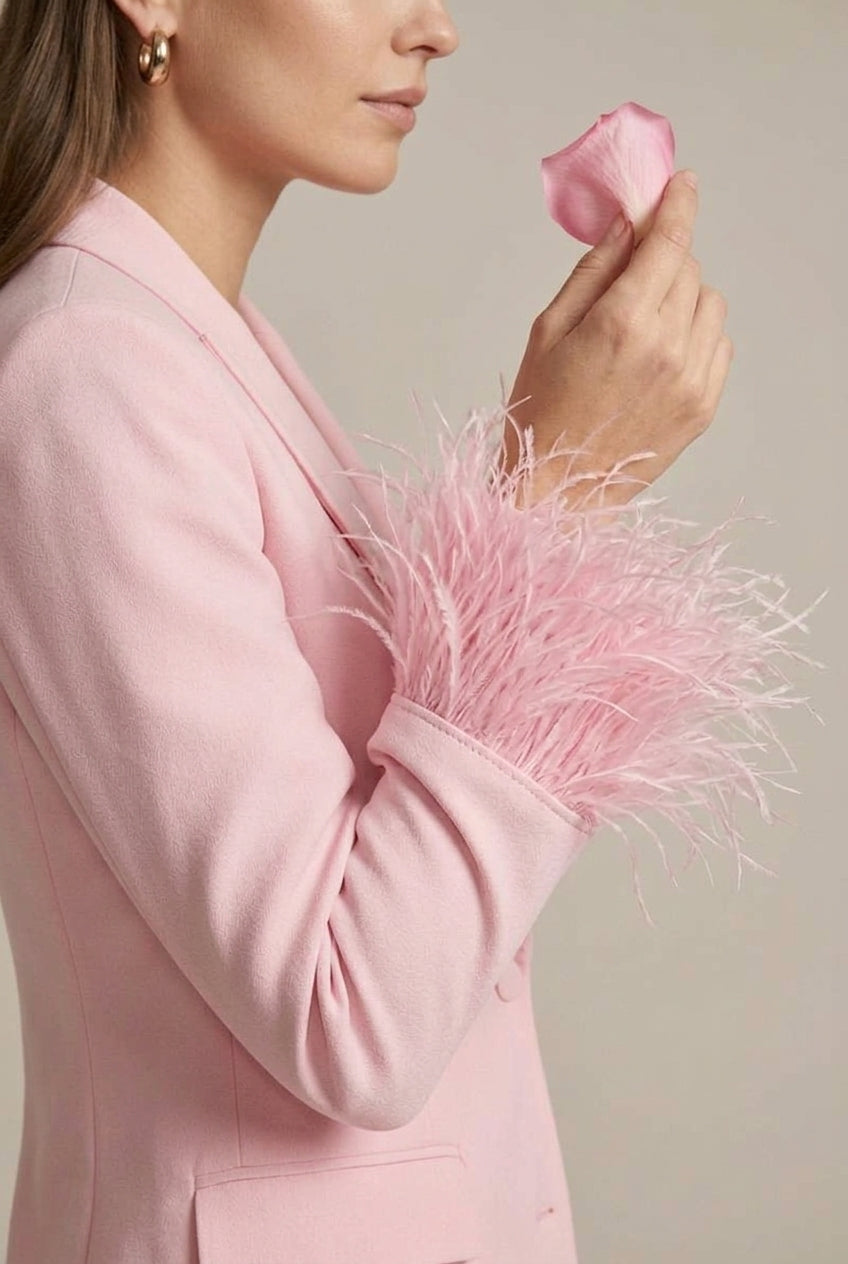 Mette | Feather Cuff Blazer & Trouser Set