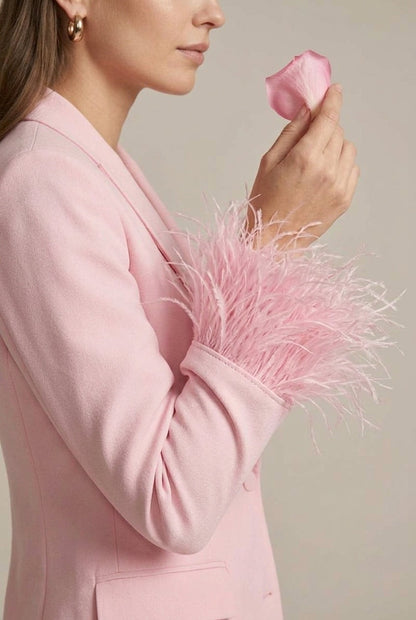 Mette | Feather Cuff Blazer & Trouser Set
