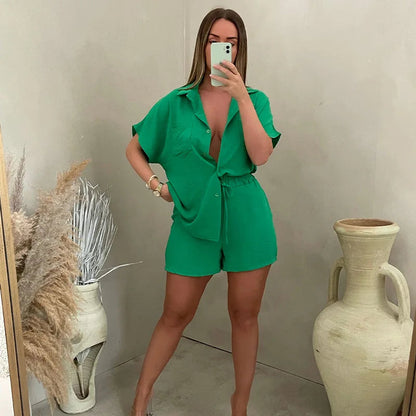 Domenica | Button-Down Shirt & Shorts Set