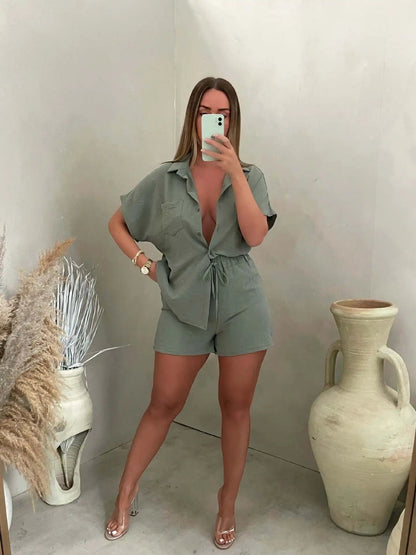 Domenica | Button-Down Shirt & Shorts Set