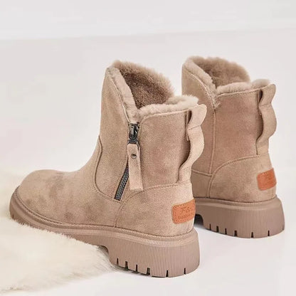 Women's Dorothea side-zip round-toe mid-calf boots in Apricot