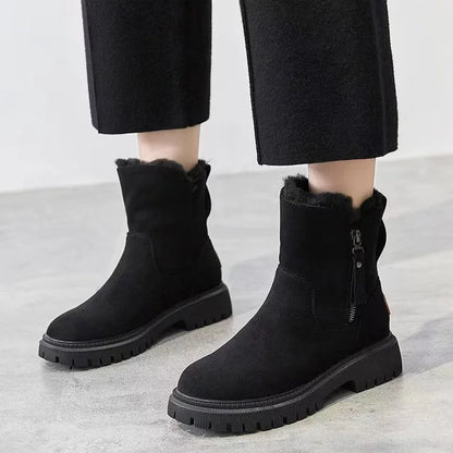 Women's Dorothea side-zip round-toe mid-calf boots in Black
