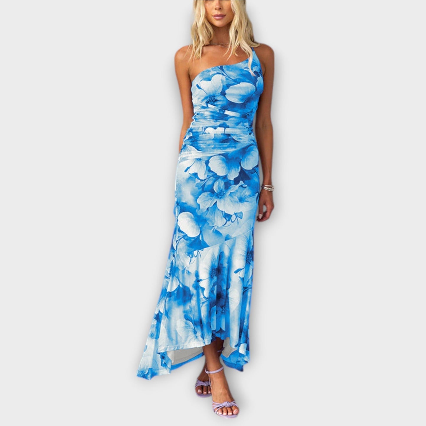 Cassia | Asymmetric Mesh Prom Maxi Dress