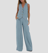 Vera | Buttoned Vest and Wide-Leg Trouser Set