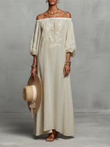 Ondine | Off-Shoulder Embroidered Maxi Dress