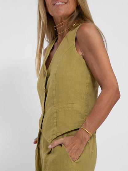 Vera | Buttoned Vest and Wide-Leg Trouser Set