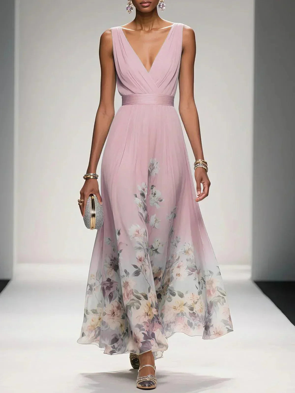 Florentina | Floral V-Neck Wedding Guest Dress