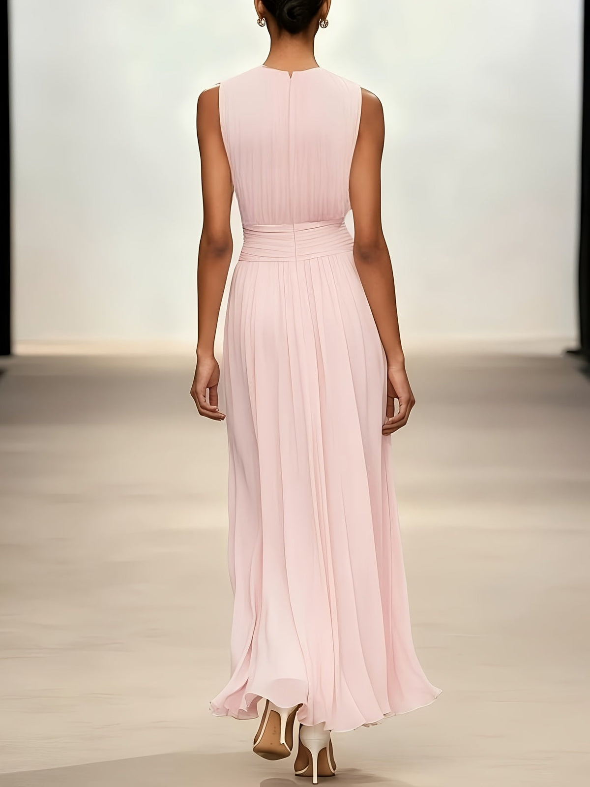 Rosemary | Ruched Waist Pleated Wedding Guest Maxi Dress