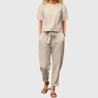 Roselia | Short Sleeve Top & Tie Waist Pants Set