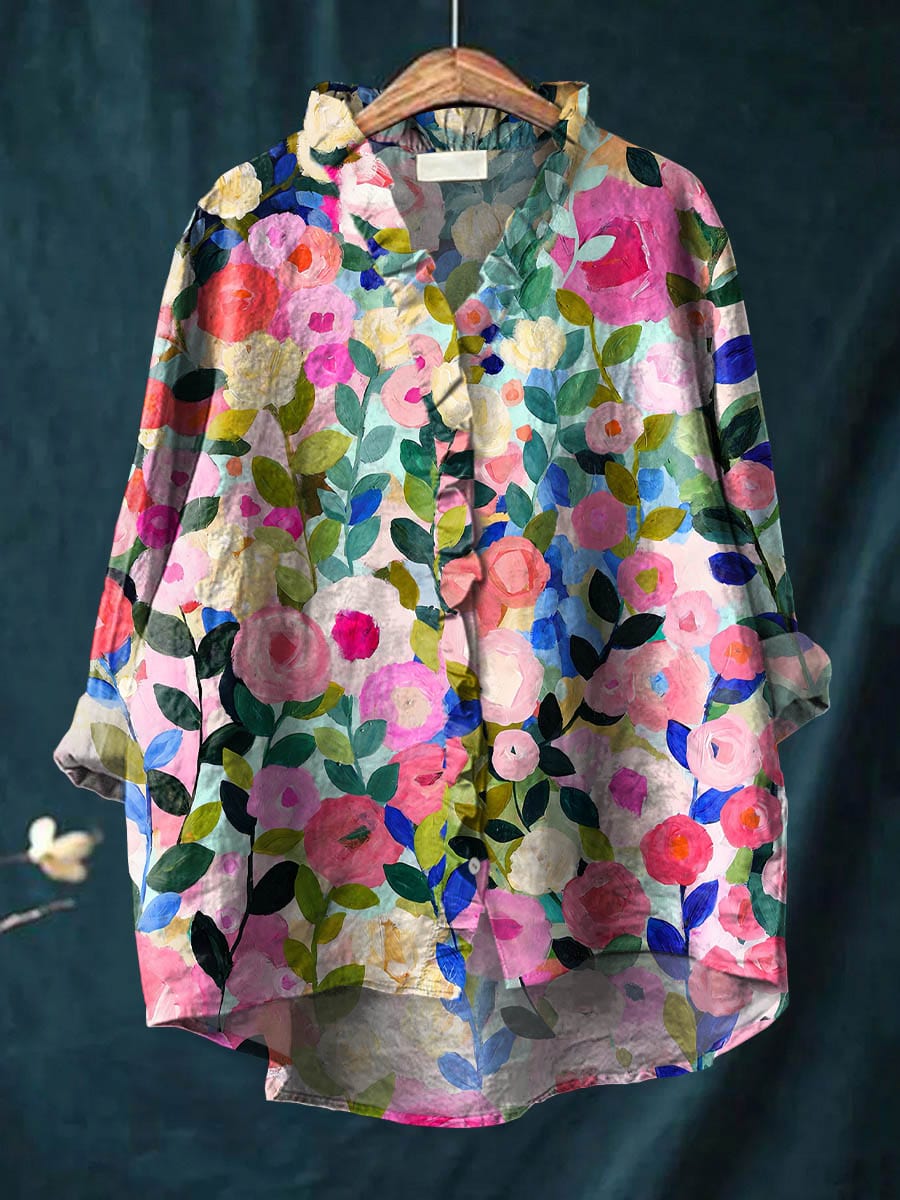 Octavia | Floral Ruffle Neck Blouse