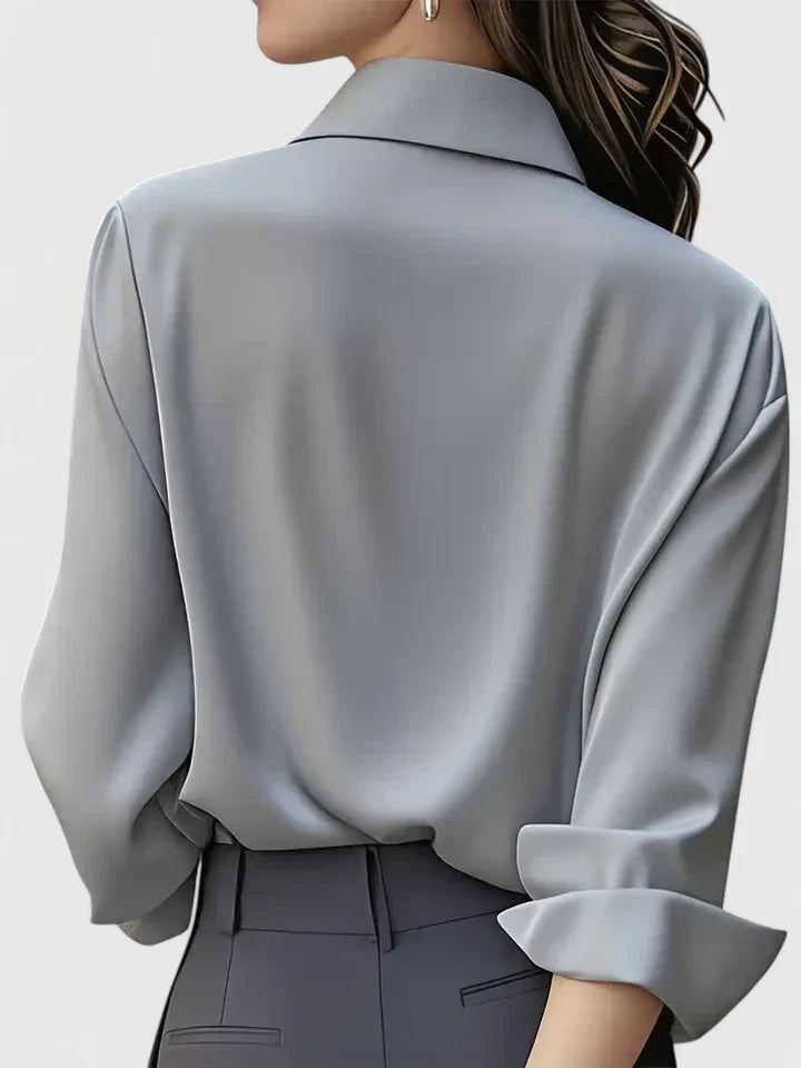 Annalise | Button Down Blouse With Curved Hem