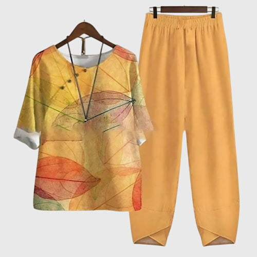 Mariella | Printed Top & Tapered Pants Set
