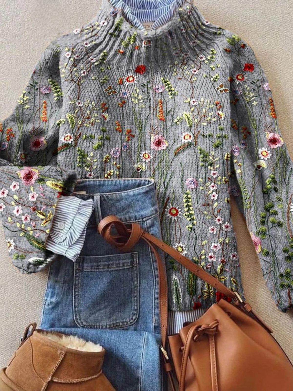 Women's Elsie embroidered floral sweater in Multicolor