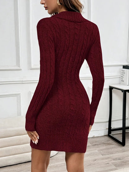 Women's Emerson cable knit midi sweater dress - view 2