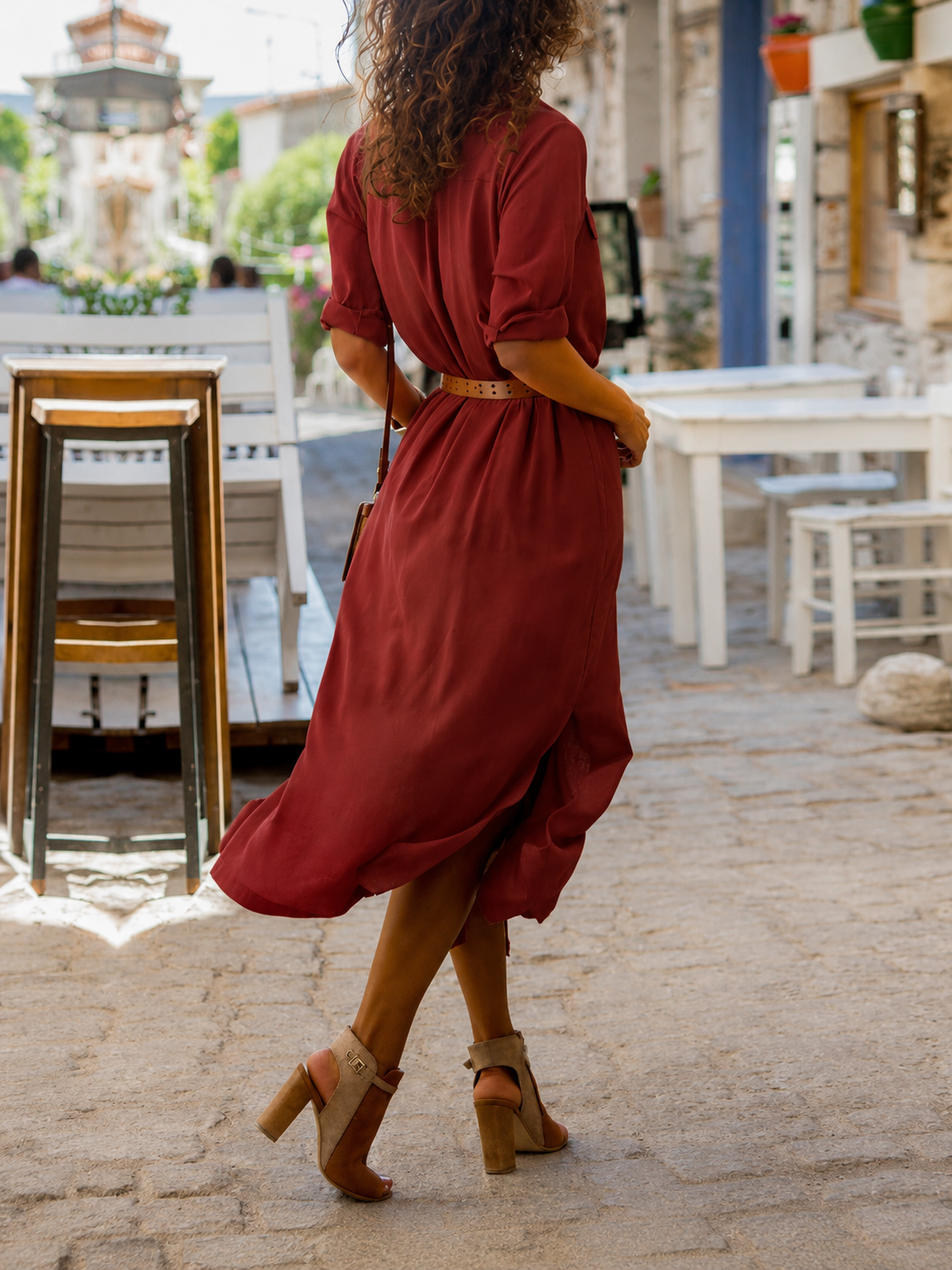 Edith | Button-Down Belted Midi Dress