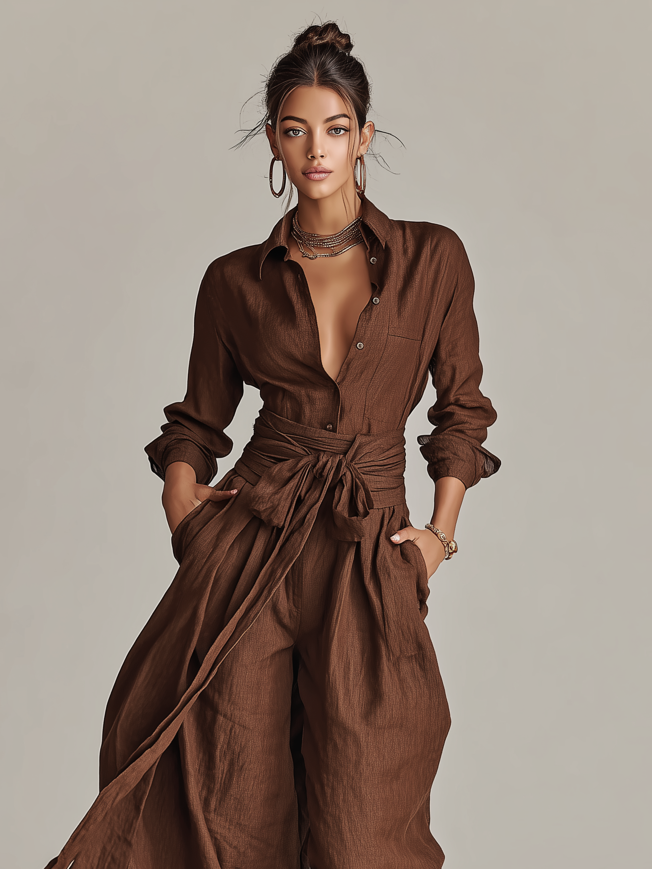 Sutton | Long-Sleeve Wide-Leg Jumpsuit