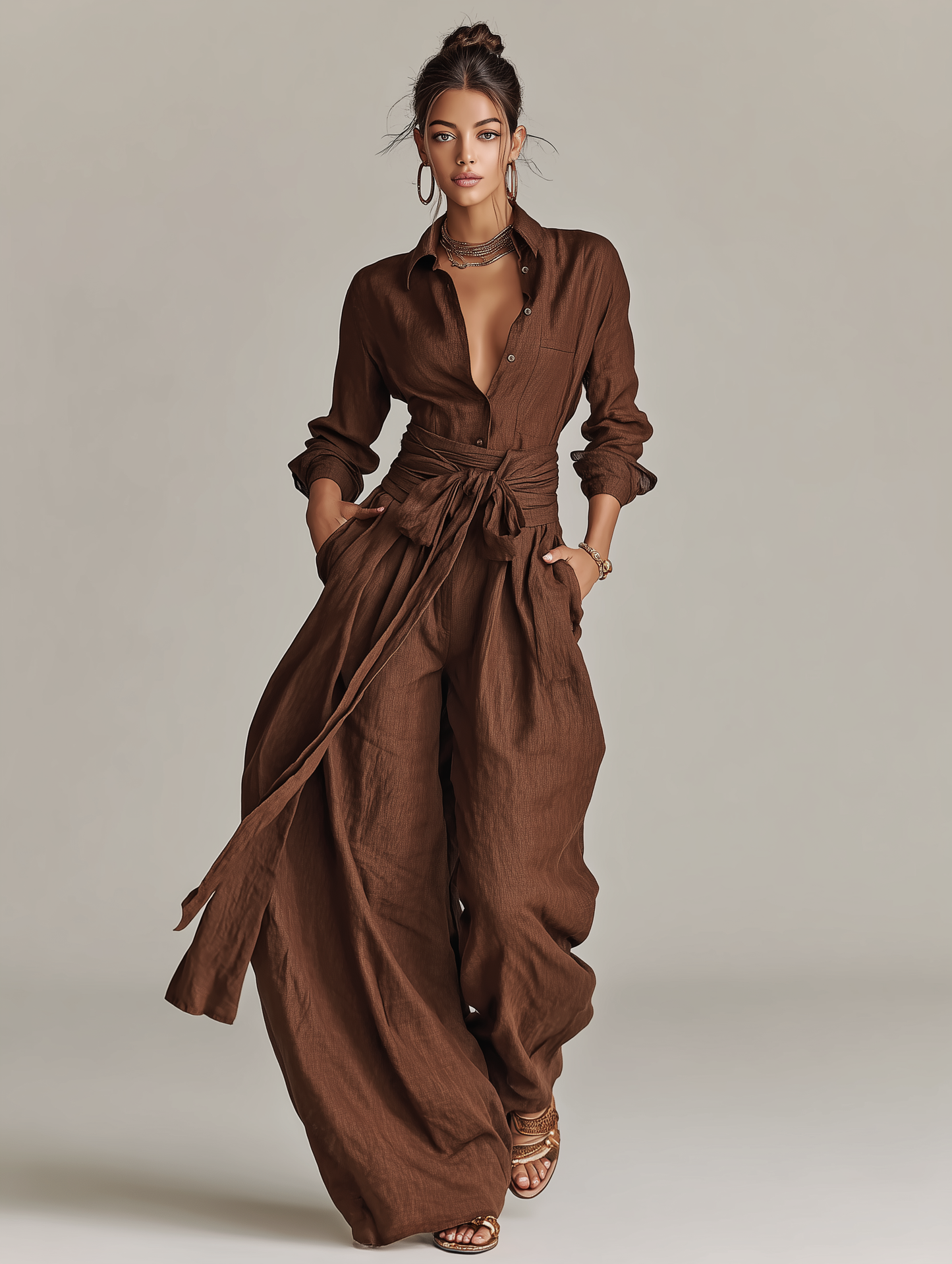 Sutton | Long-Sleeve Wide-Leg Jumpsuit