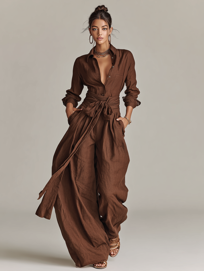 Sutton | Long-Sleeve Wide-Leg Jumpsuit
