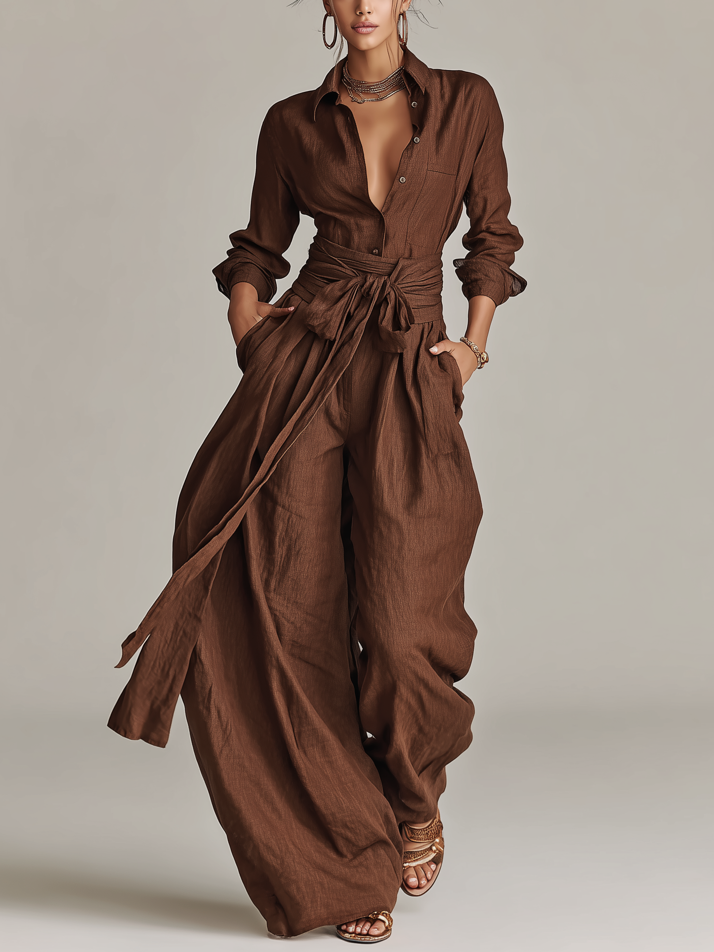 Sutton | Long-Sleeve Wide-Leg Jumpsuit