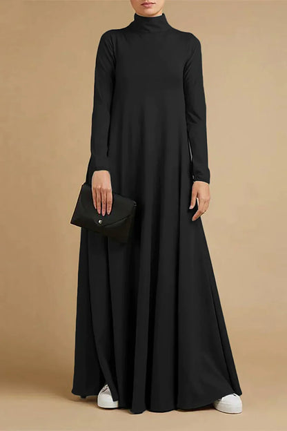 Eugenie high neck long sleeve maxi dress, front view