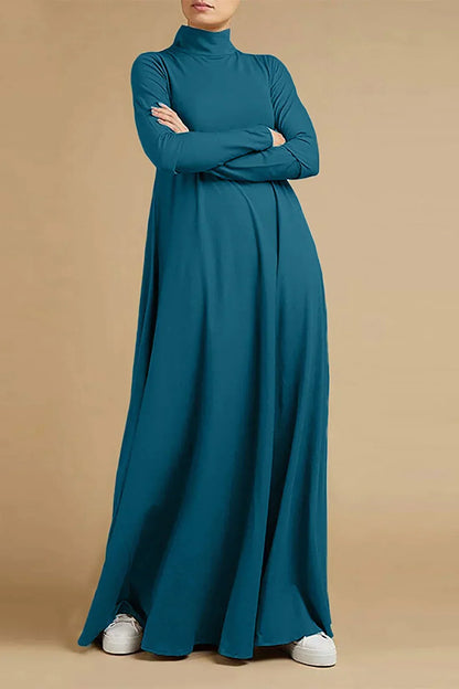 High neck long sleeve maxi dress, detail view
