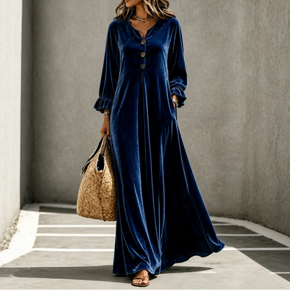 Long sleeve empire waist maxi dress in navy