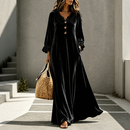 Long sleeve empire waist maxi dress in black