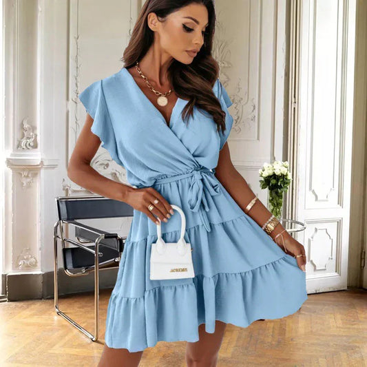 Émeline | Flutter Sleeve Wrap Mini Dress