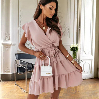 Émeline | Flutter Sleeve Wrap Mini Dress