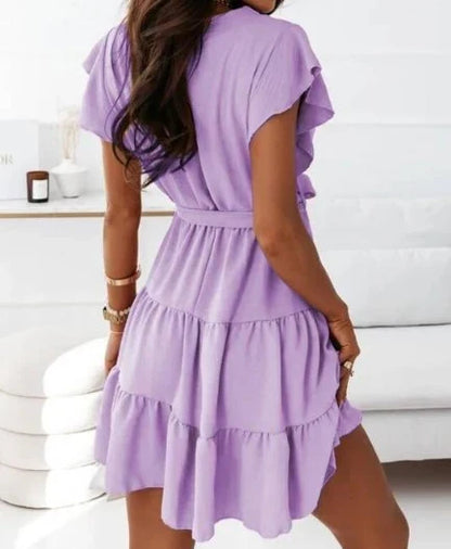 Émeline | Flutter Sleeve Wrap Mini Dress