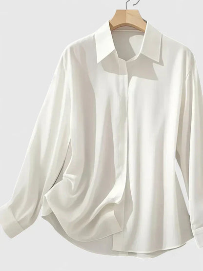 Annalise | Button Down Blouse With Curved Hem