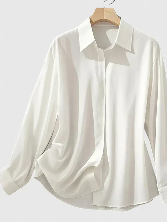 Annalise | Button Down Blouse With Curved Hem