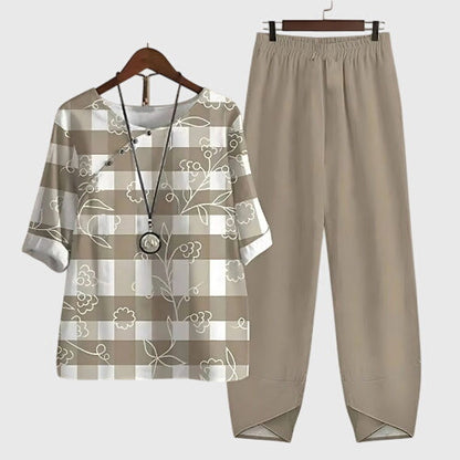 Mariella | Printed Top & Tapered Pants Set