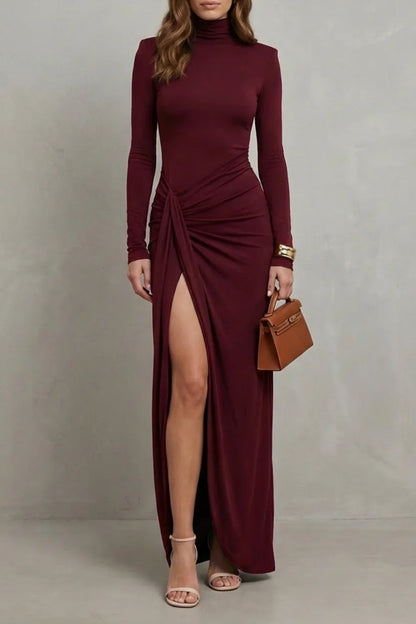Long sleeve ruched maxi dress, color variant