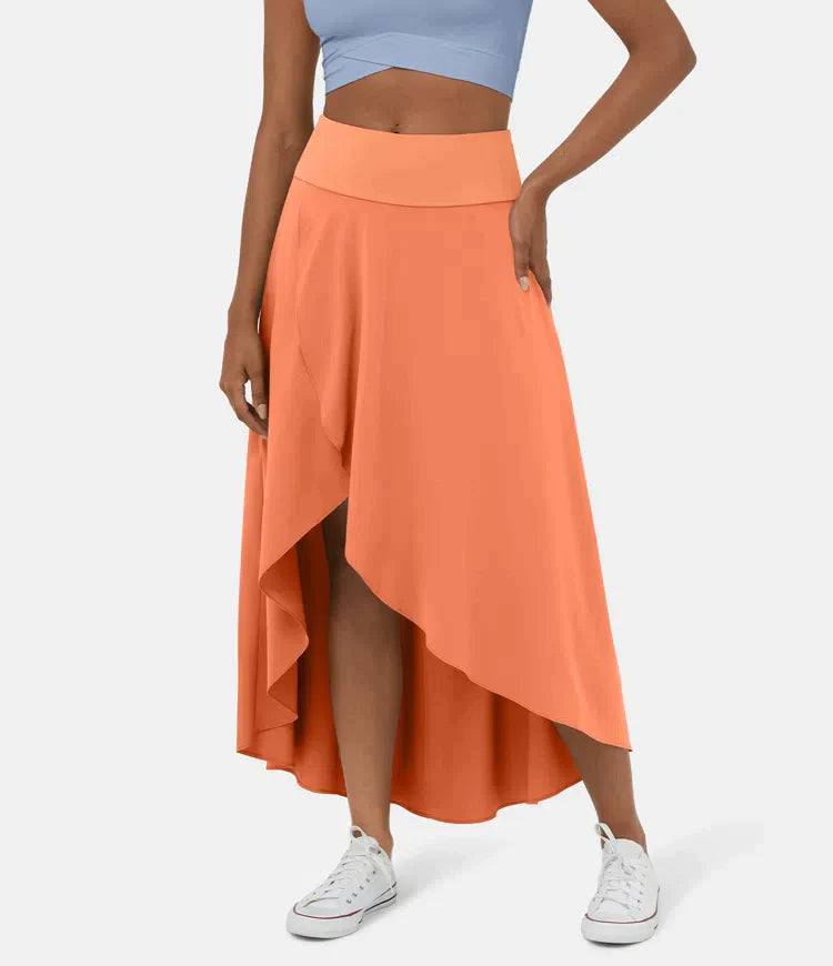 Armelle | High-Waist Ruffle-Hem Midi Skirt