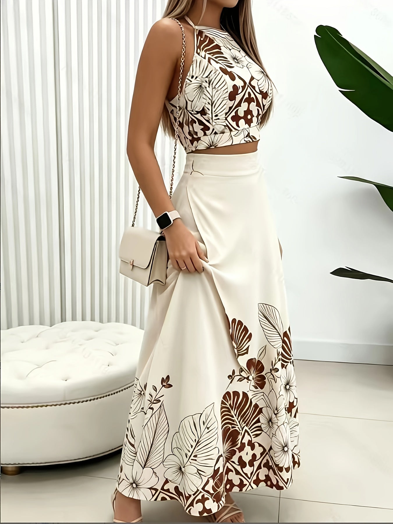 Calla | Botanical Print Halter Skirt Set
