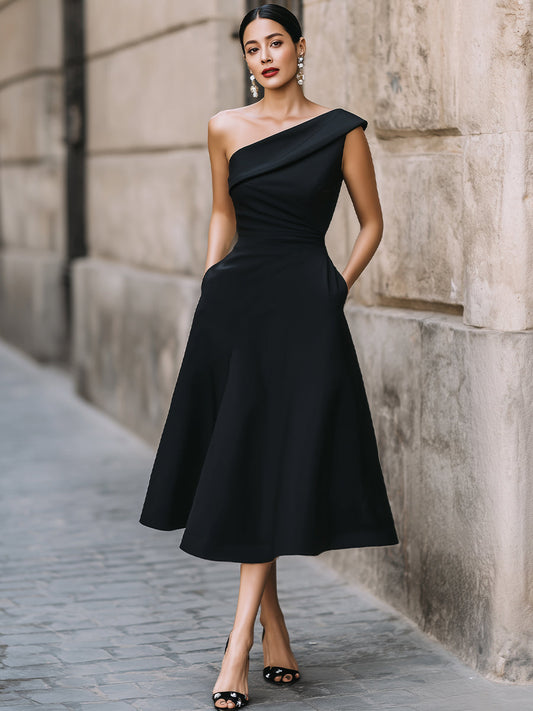 Seraphine | One-Shoulder Midi Cocktail Dress